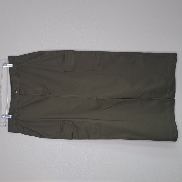 Ann Taylor LOFT Military Green Cargo Skirt Women's Size 10 Open Front - Picture 2 of 16